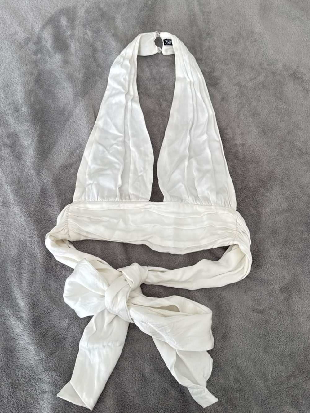 Zara White Halter Tie-Back Top